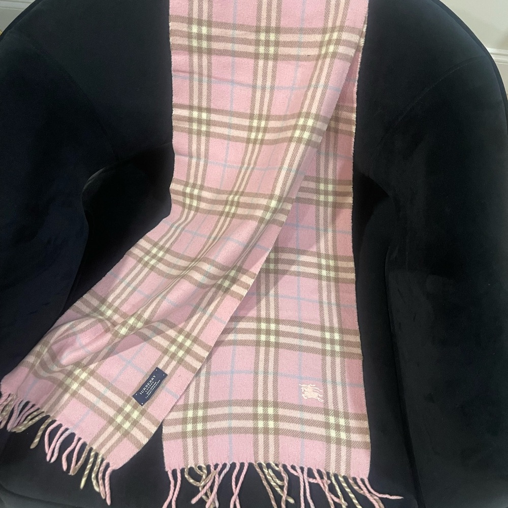 Pink Burberry Check Scarf - Picture 4 of 4